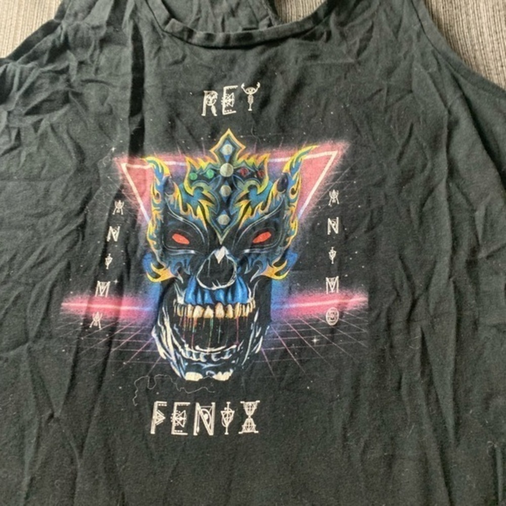 Vintage Evil Villain Rey Fenix Animo Skull Tank Top Black